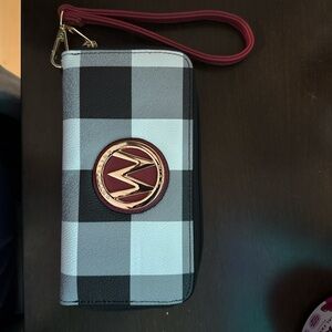 Plaid Wallet Phone Case with Wrist Strap